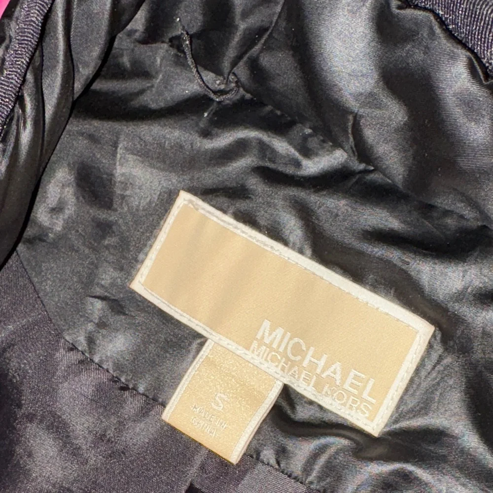 Michael Kors Black Quilted Puffer Jacket with Gold Accents